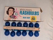 Vintage Sylvania Blue Dot FP26B Blitzlampen Lot 12 in Box Made USA für Kameras