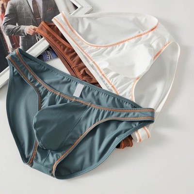 Ice Silk Herren Slip Low Waist Bulge Pouch Sportunterwäsche Atmungsaktiv Komfor