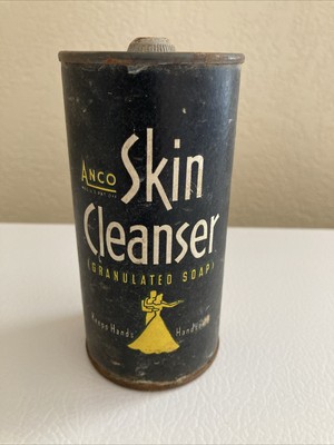 Vintage 1940s ANCO Skin Cleanser Granulated Soap Container about 1/3 full