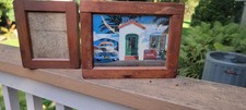 2 Antique Wood Brass Contact Printing Frames,9x7,7x6, Insert 7x5,4x4.5