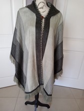 Unisex Andean Artisanal Poncho w Hoodie, Alpacryl, One size NEW Made In Ecuador