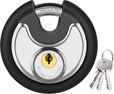 Keyed Padlock, Stainless Steel Discus Locker Lock Heavy Duty Locks with 3 Keys,