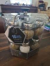 16 Jar Revolving Countertop Spice Rack with Lift & Pour Caps and Spice