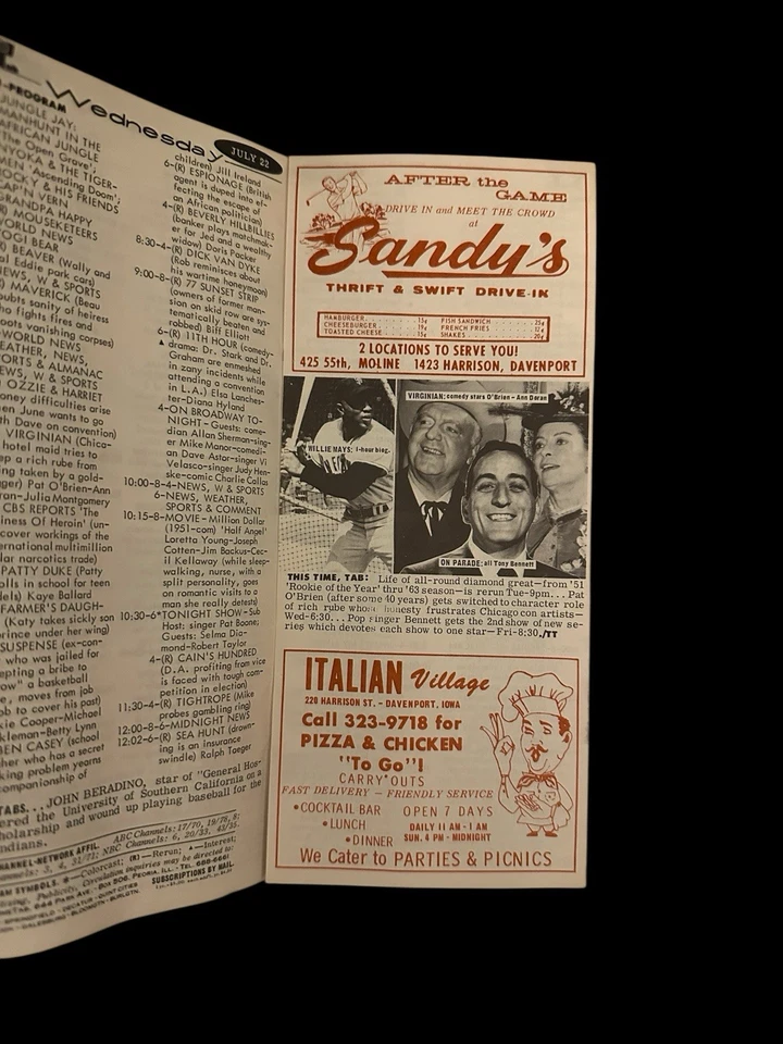 TV Time Tab Quad Cities Iowa PGA 1965 Golf Jack Nicklaus Cubierta Guía de TV local Foto 3 de 4