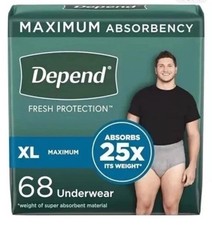   Depend Fresh Protection Men  s Incontinence Underwear XL 68 COUNT   