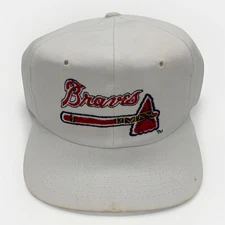 Vintage Atlanta Braves SnapBack Hat Twins Enterprise White Twill 90s