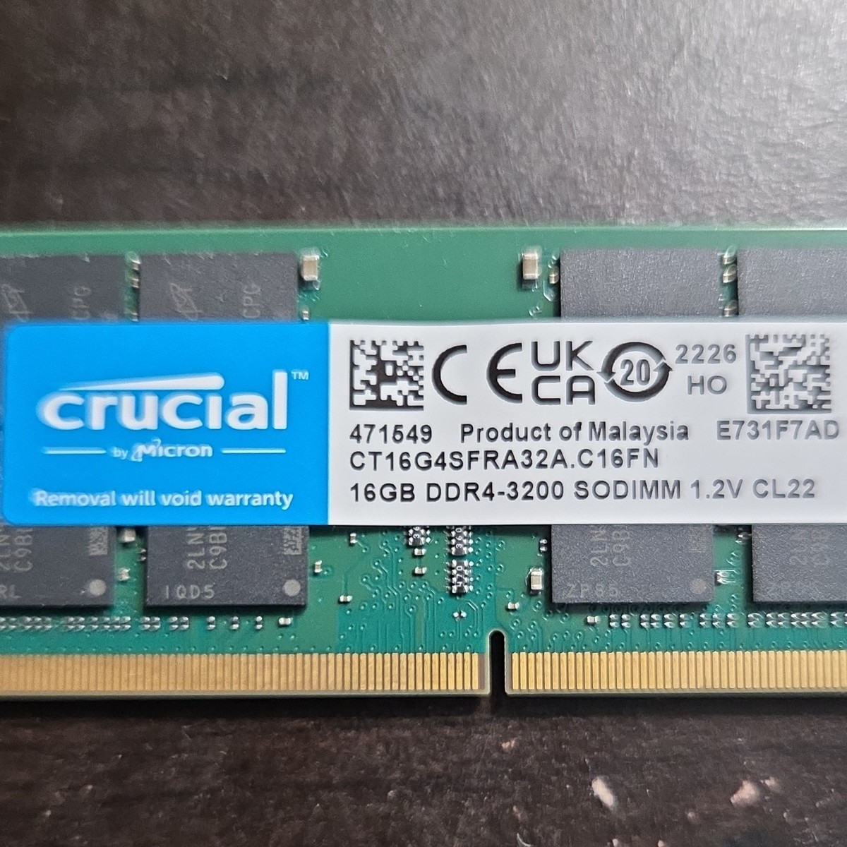 Crucial 16GB DDR4-3200 SO-DIMM 260-Pin Laptop RAM CT16G4SFRA32A