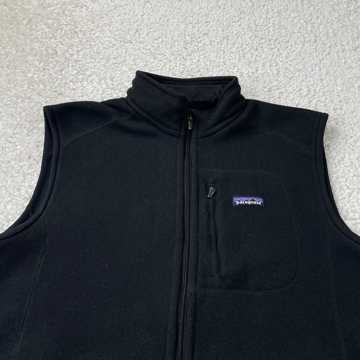 Patagonia Vest Mens Large Black Full Zip Fleece Jacket Sleeveless