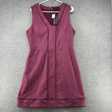 Banana Republic Dress Women Size 12 Red Luxury Italian Flannel Wool Blend NEW