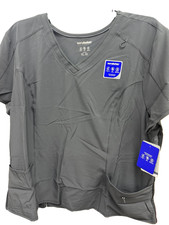 Scrubstar Performance Women s Shaped Mesh Panel V-Neck Scrub Top Pewter Gray XL