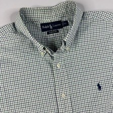 Polo Ralph Lauren Mens XL Short Sleeve Check Button Down Shirt Green White