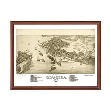 Old Map of Cedar Key, FL 1884 - Vintage Cedar Key Florida Ar
