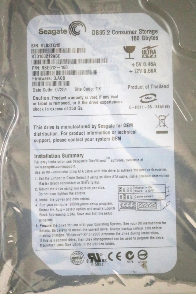 *NEW* Seagate ST160212ACE 160GB 7200RPM PATA IDE 3.5" Desktop HDD ⭐ SEALED - Image 2 of 4