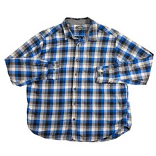 Eddie Bauer Mens Plaid Flannel Shirt Blue XXL Long Sleeve Button Up Outdoors