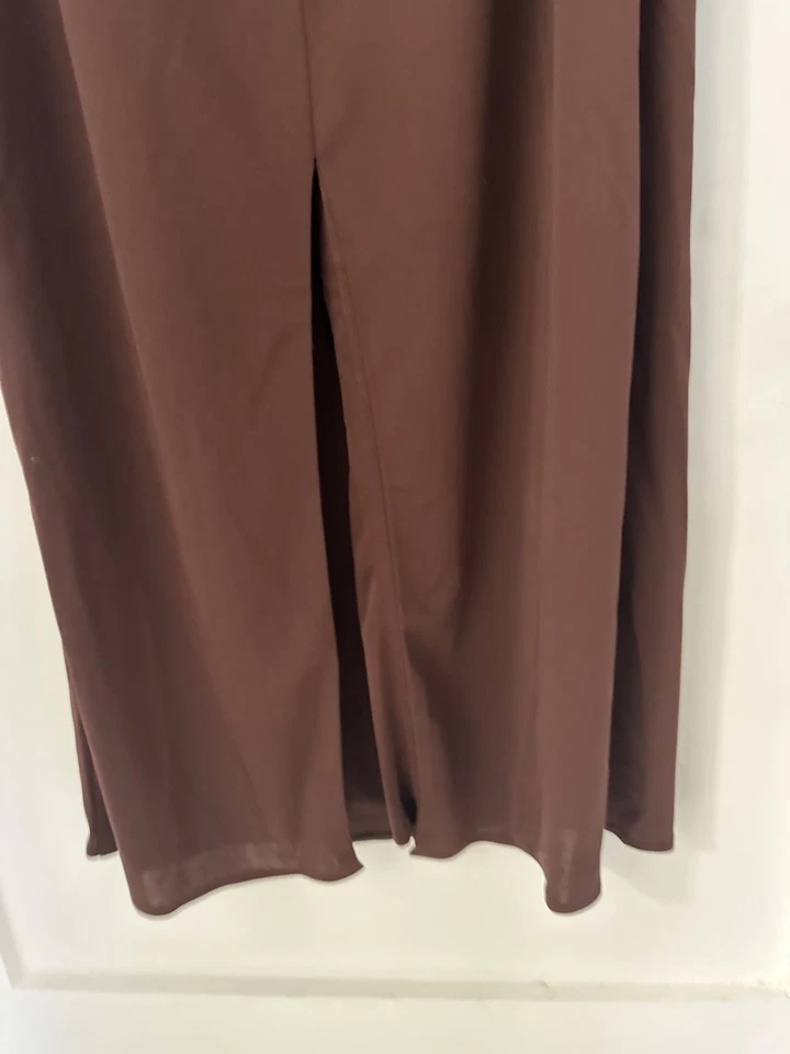 Vestido largo de noche para mujer Laundry by Shelli Segal marrón espalda cruzada talla 4 Foto 4 de 4