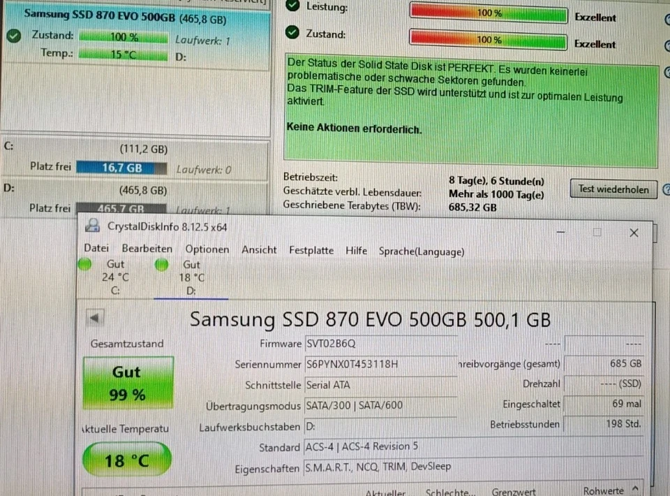 Samsung 870EVO 500GB SSD mit Windows 11 Pro! - Festplatte 2,5" Zoll | Laptop Fit - Bild 3 von 4