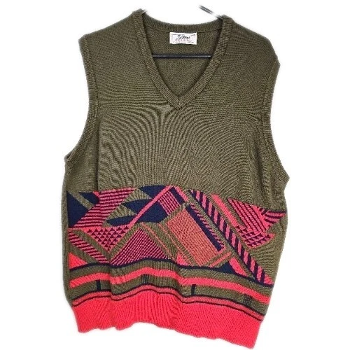 Винтажный мужской свитер-жилет для гольфа Titleist By Corbin XL оливковый, красный, темно-синий... - Изображение 3 из 4