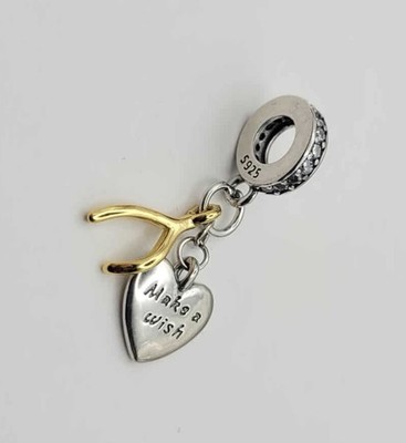 925 Sterling Silver Lucky Wishbone Charm Pendant  Make A Wish 