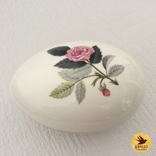 Vintage Wedgwood Hathaway Rose Ei Schmuckschatulle - Bone China - M 10,5 cm/4 Zoll
