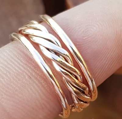 Solid Pure Copper Brass Minimalist Healing Ring, Handmade, Unisex, Hammer