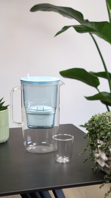 Wasserfilterkanne aus Glas 2.9 L Weiß Kompatibel mit Brita-Wasserfilterkartus 5906501120269