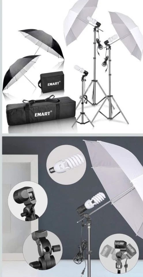 Emart EM-ULK45 Photography Studio Lighting Kit, 200/700W Bulbs, Soft Light  - Image 4 of 4