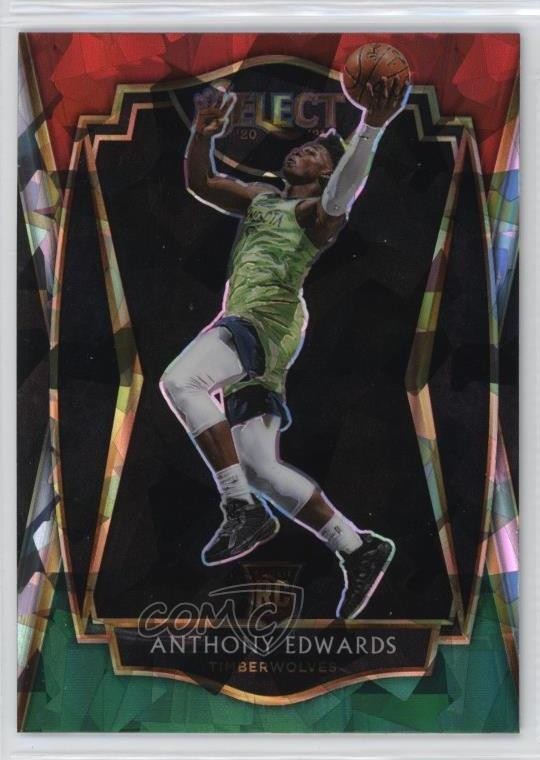 2020 Select Premier Level Red White Green Cracked Ice Prizm Anthony Edwards 0m56