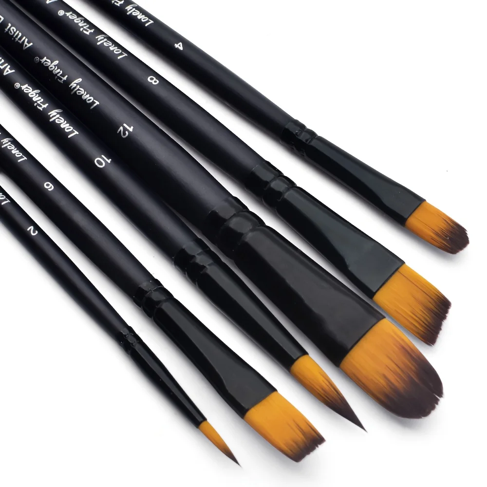 6/24Pcs Acrylic Paint Brushes Set Different Nylon Tips for Acrylic Oil Watercolo