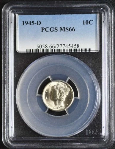 1945D Mecury Dime PCGS MS66
