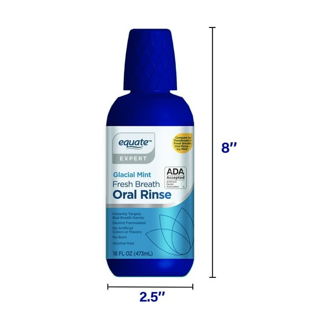 Equate Glacial Mint Fresh Alcohol-Free Oral Rinse, 16 fl oz