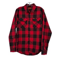 Dixxon Flannel Shirt Mens XS Redrum Buffalo Plaid Red Black