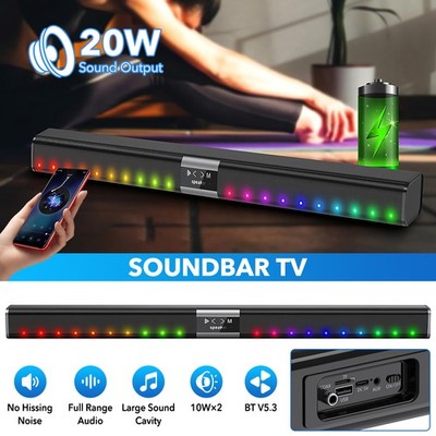 20W Bluetooth 5.3 AUX Soundbar für TV Heimkino Surround Subwoofer Lautsprecher