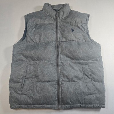 U.S. Polo Assn Men s Gray Quilted Puffer Vest Full Zip Size Large L