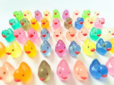 DZTIAN Glow in the Dark Mini Rubber Ducks, 12 Colors, 45 Mini, Multicolor