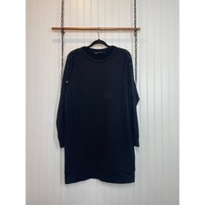 Athleta Women’s Black Raglan Snap Sleeve Mini Sweater Dress Crew Neck Size  M