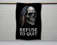 Motivational Gym Flag - Distressed American Skull Wall Art