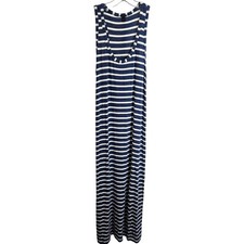 J.Crew Navy Blue White Striped Racerback Maxi Dress S Summer Coastal Resortwear