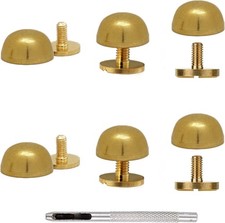 6Pcs Handbag Purse Feet, Round Metal Brass Studs Screw-Back Feet for Gold