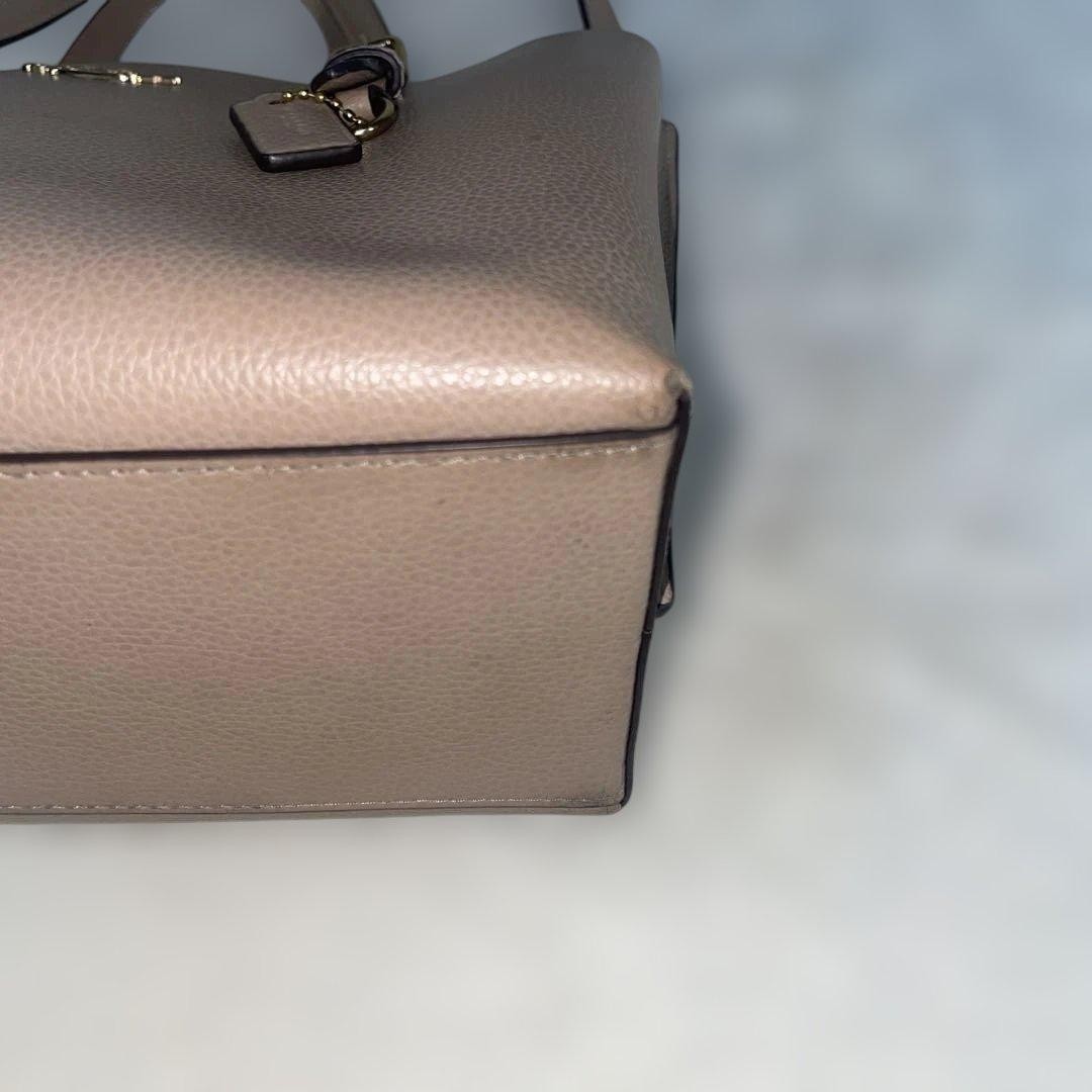 COACH Molly Tote 25 Tote Bag 2way Beige Gray Leather  Authentic thumbnail 8