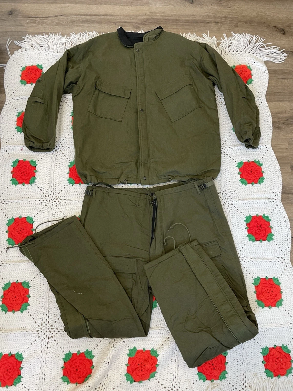 Vintage Military Chemical Protective Suit Cargo Pants Mens Large Green Cold War