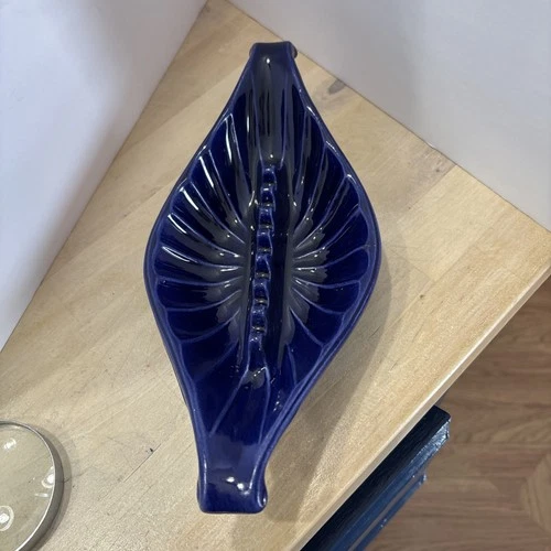 MCM Vintage Blue Haeger 2146 Ashtray Cigar Tray Jewelry Dish USA  10” X 5”