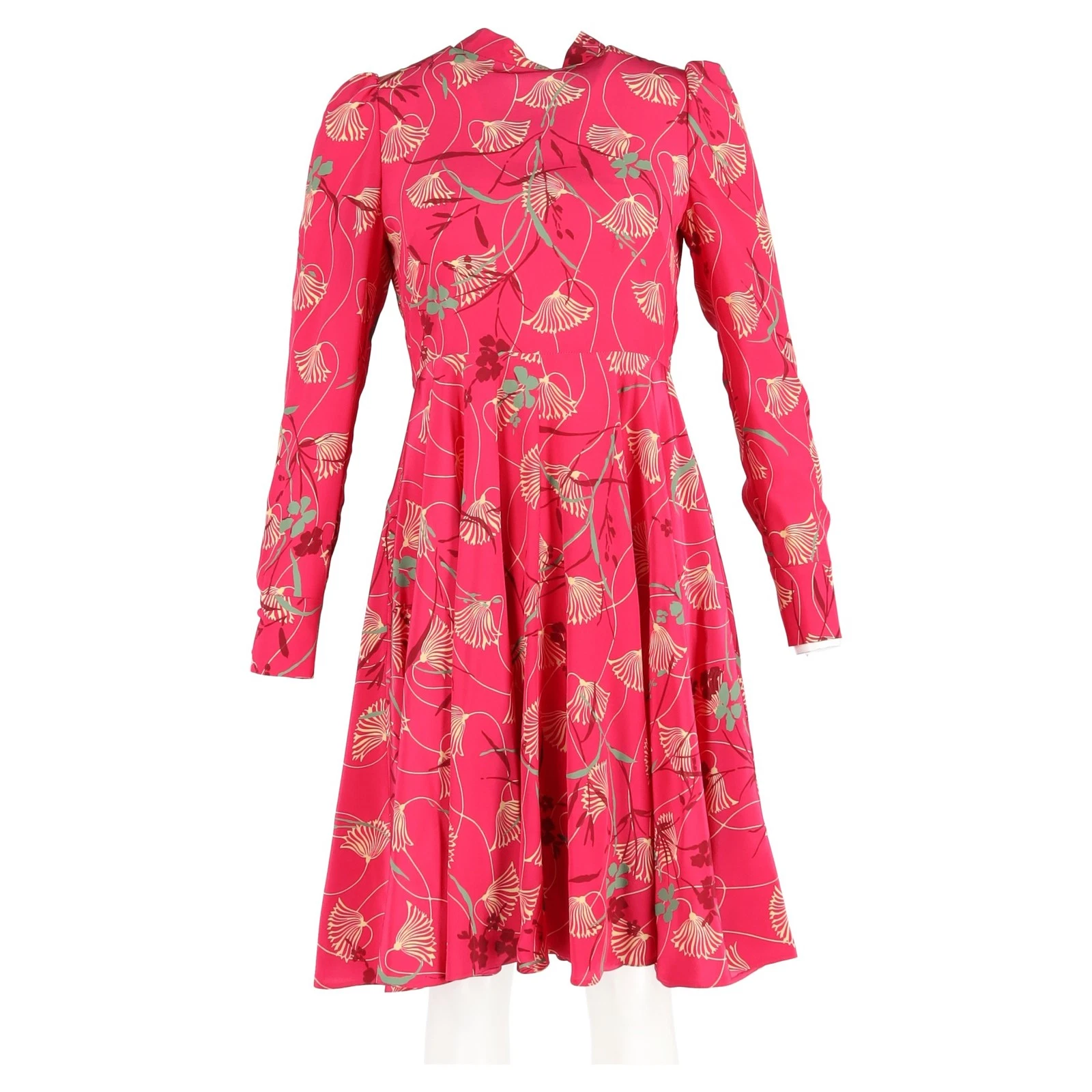 Abito Valentino Garavani stampato in crepe de chine in seta rosa