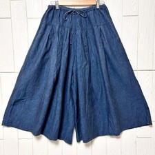 nest Robe Culotte Pants Indigo Linen Wide Tuck Elastic Waist Free Size Used