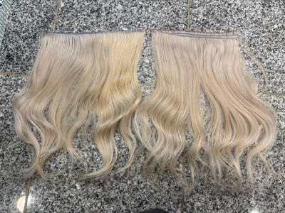 Hand Tied Hair Extensions Two Packs- Platinum Blonde Weft 14 inch