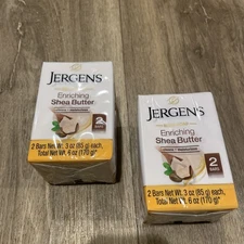 2 Pack Jergens Enriching Shea Butter Mild Bar Soap 3oz Each 4 Bars Total RareHTF