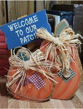 Wooden Pumpkin Fall Harvest Welcome To Our Patch Tabletop Sign Decor 7 In