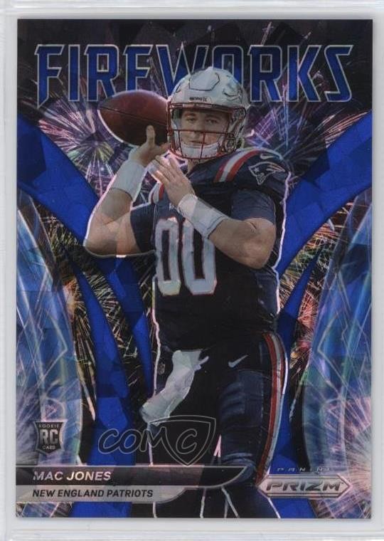 2021 Panini Prizm Fireworks Blue Ice Prizm 57/99 Mac Jones #F-25 Rookie RC 4f5