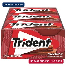 Trident Cinnamon Sugar Free Gum, 12 Packs of 14 Pieces (168 Total Pieces)