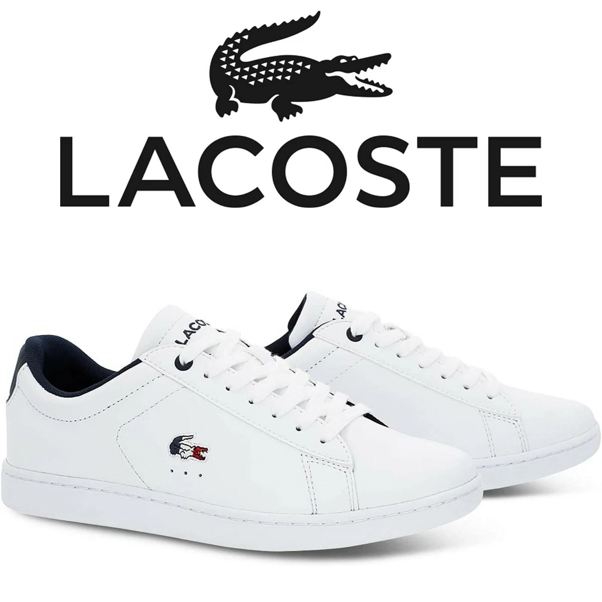 Lacoste Sneaker Schuhe Herren Damen Turnschuhe CARNABY EVO Wei Blau