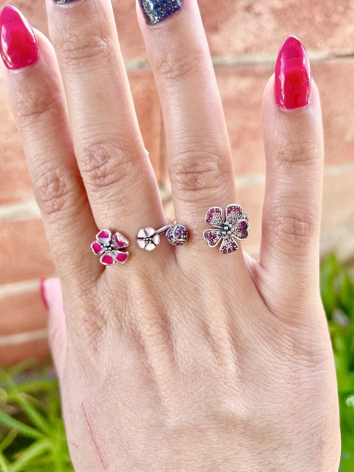 Anillo Doble Dedo Flor Melocotón Rosa Talla 8 Foto 3 de 4